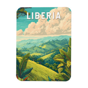 Magnet Flexible Illustration de voyage au Liberia Art vintage