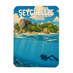 Magnet Flexible Illustration de voyage aux Seychelles Art vintage