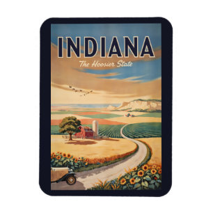 Magnet Flexible Illustration de voyage de la campagne de l'Indiana