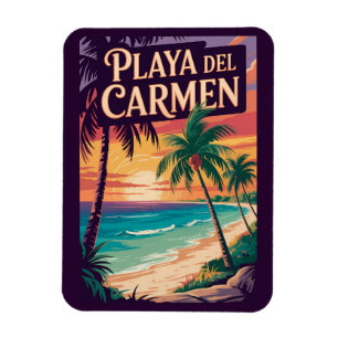 Magnet Flexible Illustration de voyage de style vintage pour Playa
