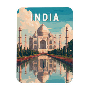 Magnet Flexible Illustration de voyage en Inde Art vintage