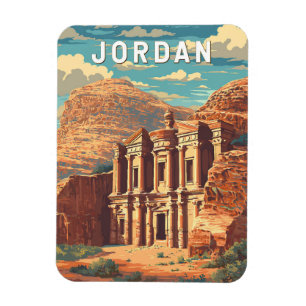 Magnet Flexible Illustration de voyage en Jordanie Art Vintage