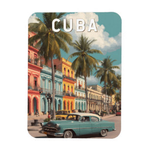 Magnet Flexible Illustration de voyage vintage Cuba