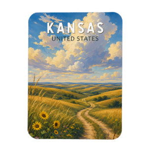 Magnet Flexible Illustration de voyage vintage du Kansas