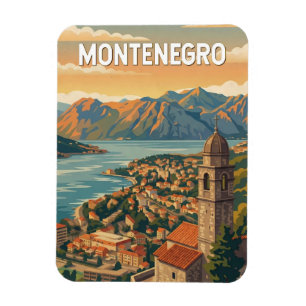 Magnet Flexible Illustration de voyage vintage du Monténégro