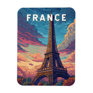 Magnet Flexible Illustration de voyage vintage sur la France