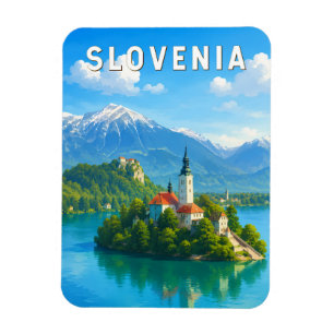 Magnet Flexible Illustration de voyage vintage sur la Slovénie