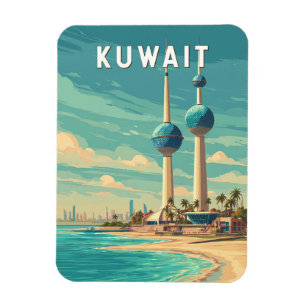 Magnet Flexible Illustration de voyage vintage sur le Koweït