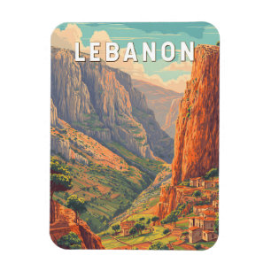 Magnet Flexible Illustration de voyage vintage sur le Liban