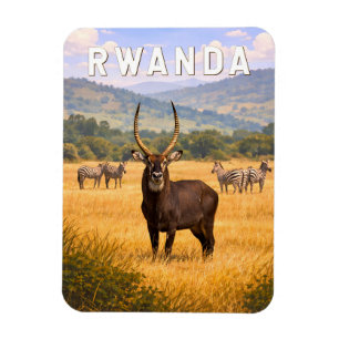 Magnet Flexible Illustration de voyage vintage sur le Rwanda