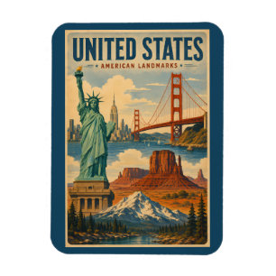 Magnet Flexible Illustration des monuments américains des États-Un
