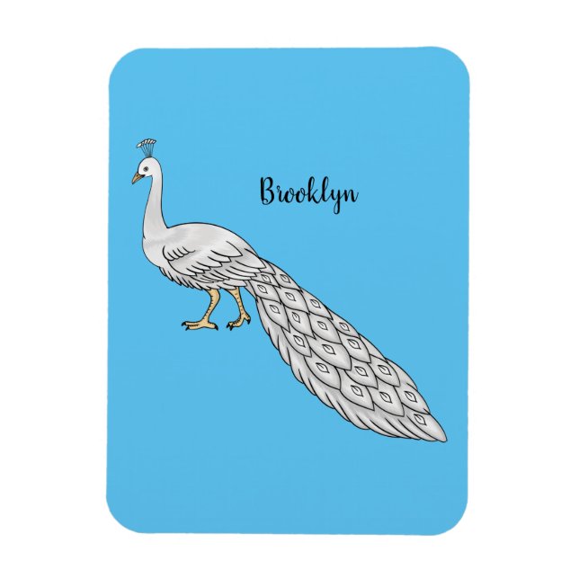 Magnet Flexible Illustration d'oiseau de paon blanc (Vertical)