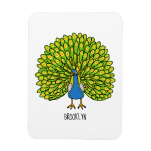 Magnet Flexible Illustration d'oiseau de paon brillant