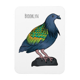 Magnet Flexible Illustration d'oiseau de pigeon de Nicobar