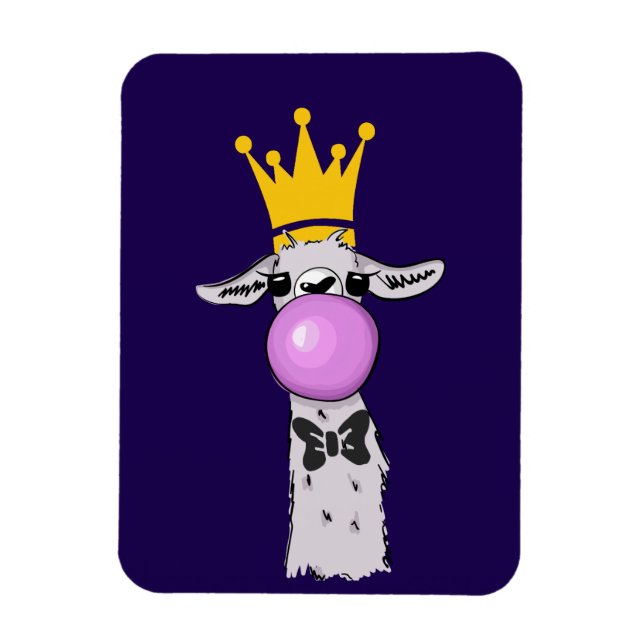 Magnet Flexible Illustration drôle de lama soufflant une bulle ros (Vertical)