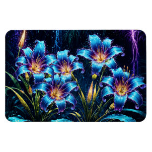 Magnet Flexible Illustration du jardin de nuit des fleurs biolumin