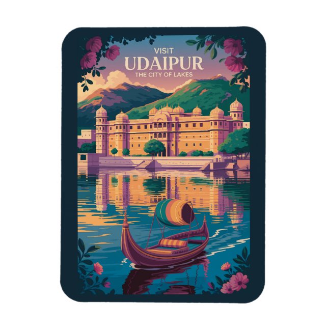 Magnet Flexible Illustration du Palais de l'Inde d'Udaipur Art du  (Vertical)
