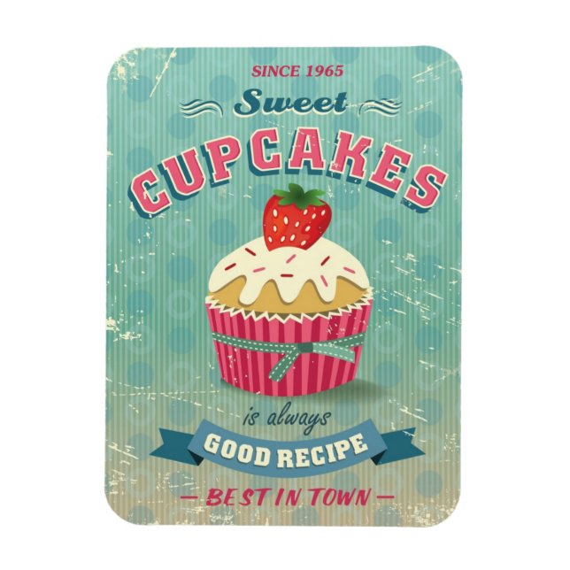 Magnet Flexible Illustration du panneau de cupcakes vintages (Vertical)