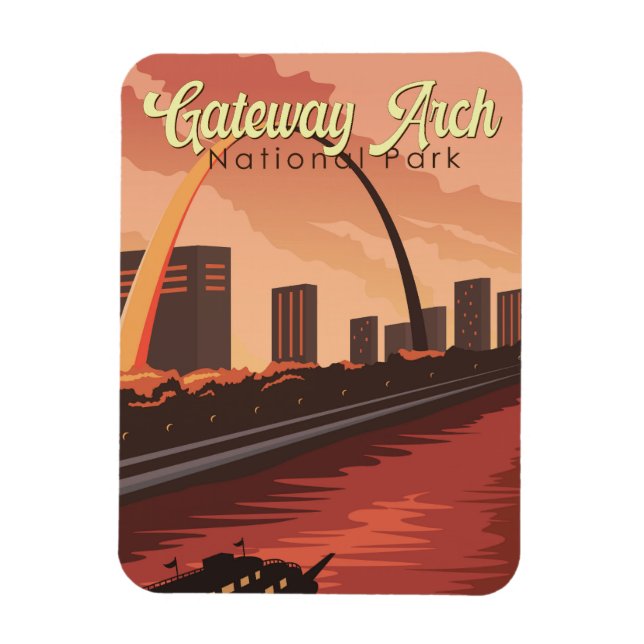 Magnet Flexible Illustration du parc national Gateway Arch Art de  (Vertical)