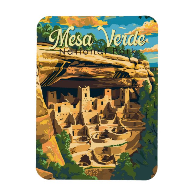 Magnet Flexible Illustration du parc national Mesa Verde Travel Ar (Vertical)