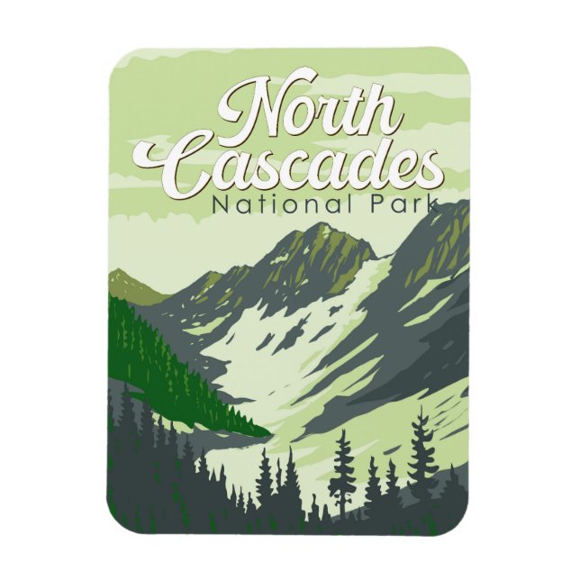 Magnet Flexible Illustration du parc national North Cascades Voyag (Vertical)