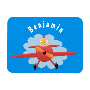 Magnet Flexible Illustration d'un avion rouge volant mignon