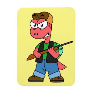 Magnet Flexible Illustration D'Un Chasseur De Spinosaure Avec Arme