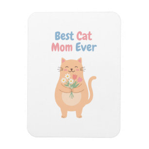Magnet Flexible Illustration d'un chat pêche mignon tenant des fle