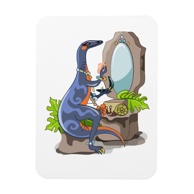 Magnet Flexible Illustration D'Un Iguanodon Mettant Sur Le Maquill (Vertical)
