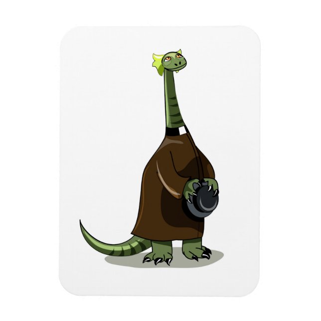 Magnet Flexible Illustration D'Un Plateosaure Habillé Comme Prêtre (Vertical)