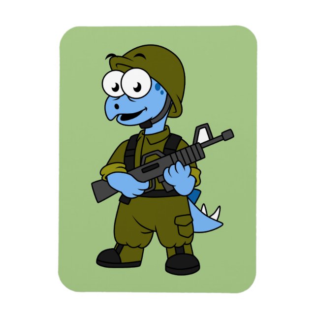 Magnet Flexible Illustration D'Un Soldat De Stegosaurus. (Vertical)
