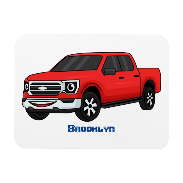 Magnet Flexible Illustration d'une camionnette rouge mou (Horizontal)