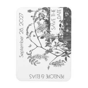 Magnet Flexible Illustration Florale Vintage Enregistrer la Date
