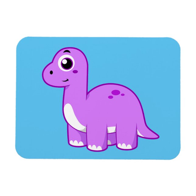 Magnet Flexible Illustration Mignonne D'Un Brontosaurus Dinosaure. (Horizontal)