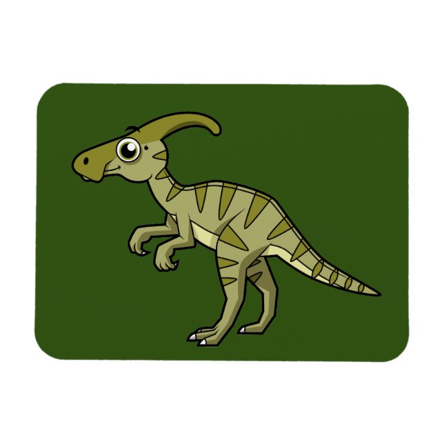Magnet Flexible Illustration Mignonne D'Un Parasaurolophus Dinosau (Horizontal)