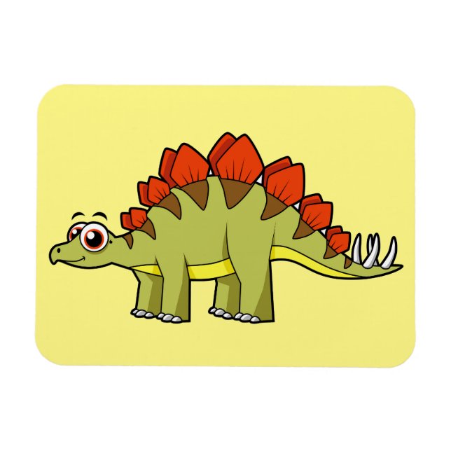 Magnet Flexible Illustration Mignonne D'Un Stegosaurus Dinosaure. (Horizontal)
