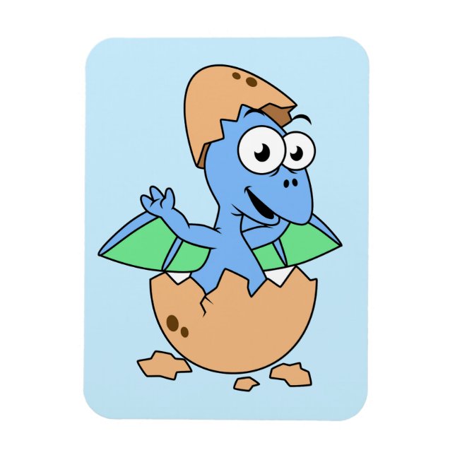 Magnet Flexible Illustration Mignonne D'Une Éclosion De Ptérodacty (Vertical)