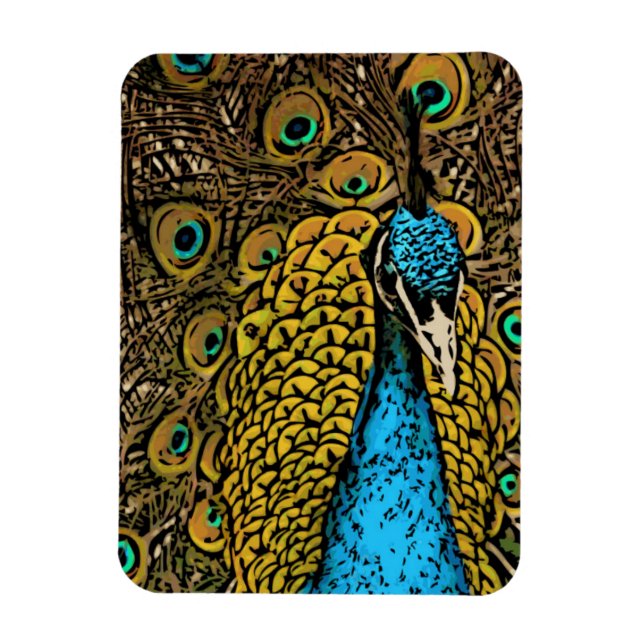 Magnet Flexible Illustration Peacock Splendor (Vertical)
