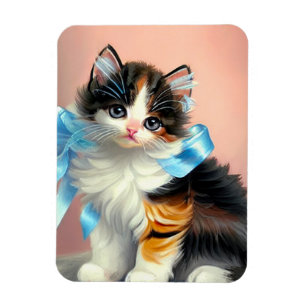 Magnet Flexible Illustration vintage Calico Kitten