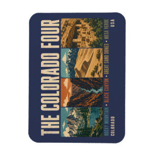 Magnet Flexible Illustration vintage des quatre parcs nationaux du