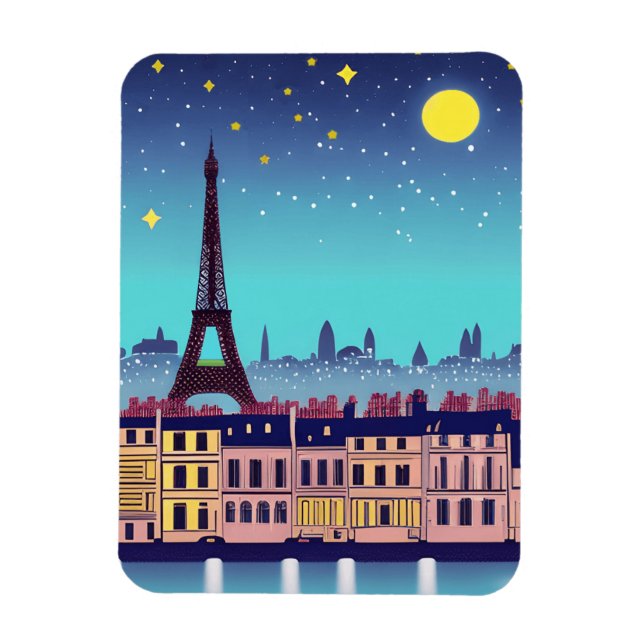 Magnet Flexible Imaginaire Skyline de Paris sous les étoiles (Vertical)