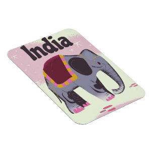Magnet Flexible Impression d'affiche de voyage d'Indian Elephant.