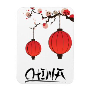 Magnet Flexible Impression de poster de voyage Lanternes de Chine.