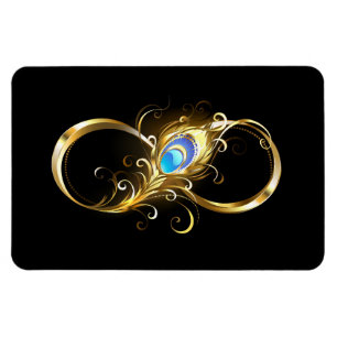 Magnet Flexible Infinité avec plume de paon doré