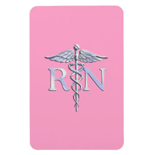 Magnet Flexible Infirmière autorisée RN Caduceus sur le rose clair
