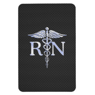 Magnet Flexible Infirmière inscrite RN Caduceus Snakes Carbon