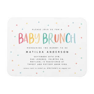 Magnet Flexible Invitation à brunch pour bébé arc-en-ciel coloré