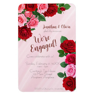 Magnet Flexible Invitation à la fête de fiançailles aux roses