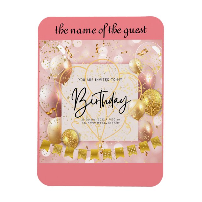 Magnet Flexible invitation d'anniversaire (Vertical)