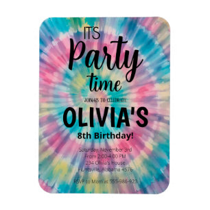 Magnet Flexible Invitation d'anniversaire Tie Dye Anniversaire Arc